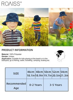 roaiss Boy's Bucket Hat, UPF 50+ Anti-UV Sun Hat with Printed Decoration Summer Kids Beach Hats Wide Brim Outdoor Play Hat for Boys  - Image 4