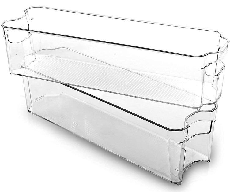 Inditradition Stackable Acrylic Storage Container Bins For Food, Vegetable, Fruits, Bottle, Pantry Storage | Transparent, Pack of 2 (33 x 10 x 9.5 cm) - Image 3