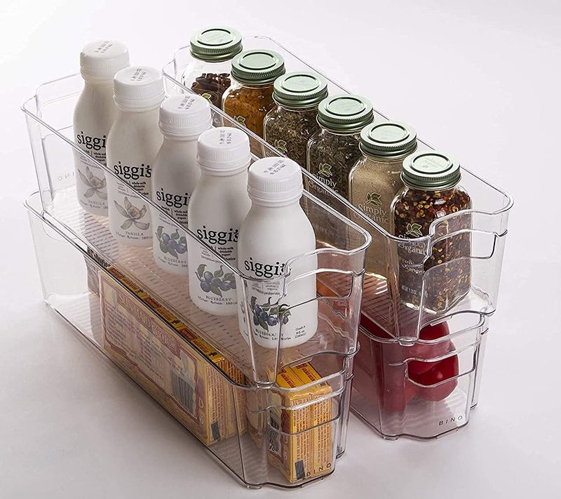 Inditradition Stackable Acrylic Storage Container Bins For Food, Vegetable, Fruits, Bottle, Pantry Storage | Transparent, Pack of 2 (33 x 10 x 9.5 cm) - Image 2