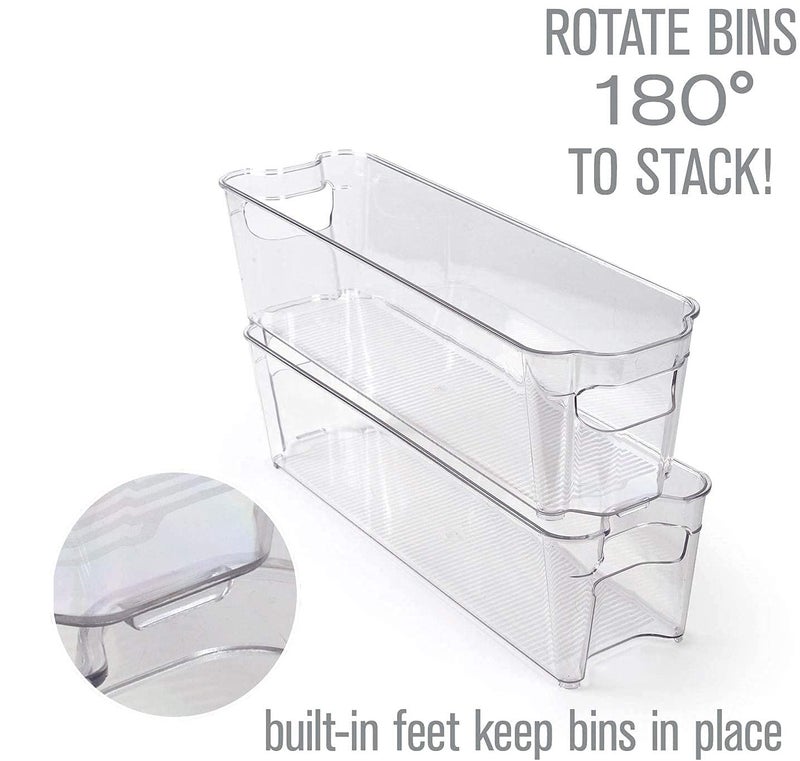 Inditradition Stackable Acrylic Storage Container Bins For Food, Vegetable, Fruits, Bottle, Pantry Storage | Transparent, Pack of 2 (33 x 10 x 9.5 cm) - Image 5