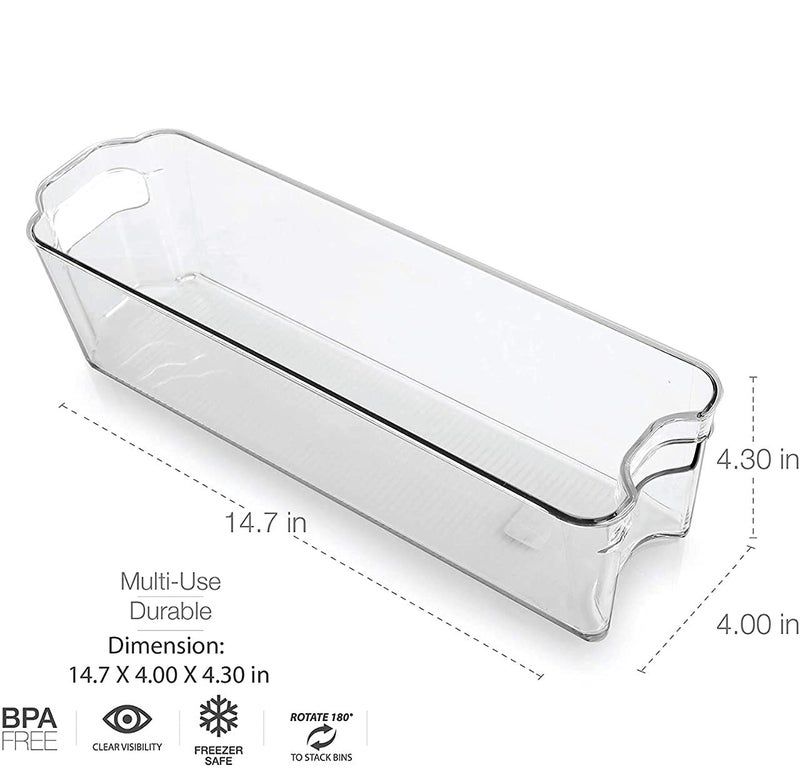 Inditradition Stackable Acrylic Storage Container Bins For Food, Vegetable, Fruits, Bottle, Pantry Storage | Transparent, Pack of 2 (33 x 10 x 9.5 cm) - Image 4