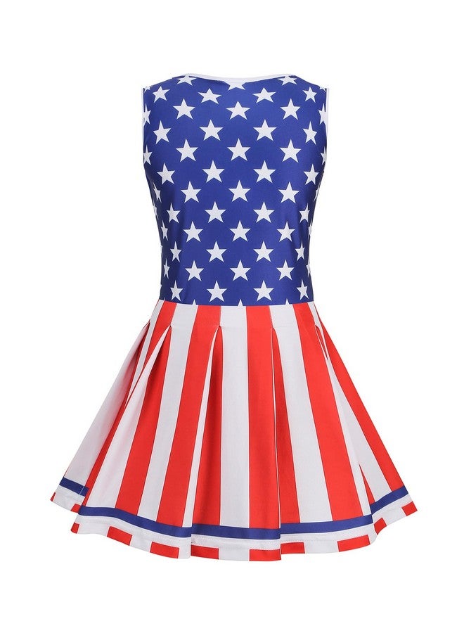 GRAJTCIN Cheerleader Uniform Cheerleading Outfit For Girls Halloween Costume Amerian Flag Dress Independence Day Gift (150, Red) - Image 2