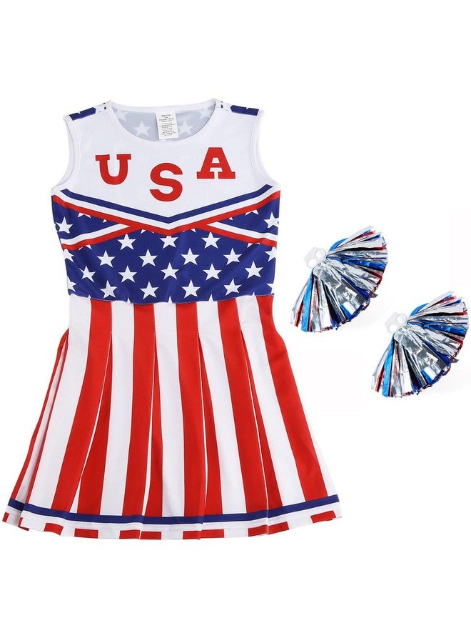 GRAJTCIN Cheerleader Uniform Cheerleading Outfit For Girls Halloween Costume Amerian Flag Dress Independence Day Gift (150, Red) - Image 4
