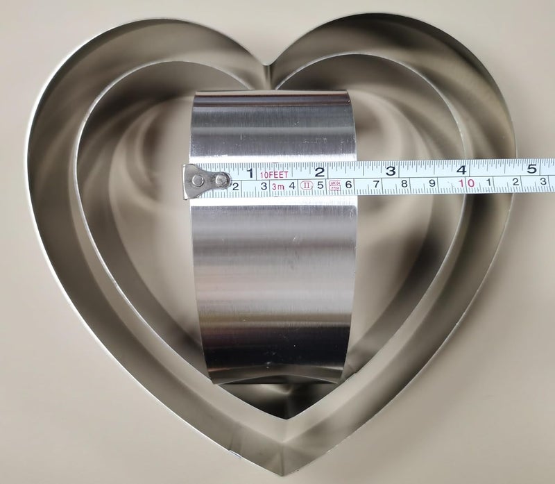 Ksdhotware Stainless Steel 6 Inch 8 Inch 10 Inch Heart Shaped Cake Ring Molds Set, Heart Shaped Cake Cutter， Dessert Pastry Ring for Layering Mousse & Sponge Cakes Birthday Valentine's Day Wedding Festivals - Image 4