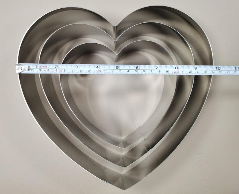 Ksdhotware Stainless Steel 6 Inch 8 Inch 10 Inch Heart Shaped Cake Ring Molds Set, Heart Shaped Cake Cutter， Dessert Pastry Ring for Layering Mousse & Sponge Cakes Birthday Valentine's Day Wedding Festivals - Image 3