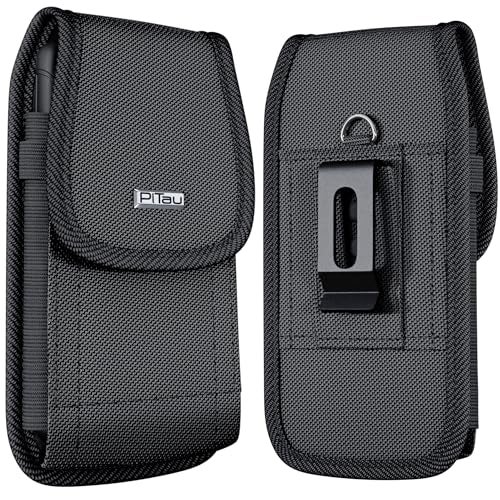 PiTau Case for Samsung Galaxy S25 S24 S23 S22 S21 S20 S10 S9 S8 A01 A10e S10e J7 J7v, Nylon Cell Phone Belt Holder Holster with Clip, Carrying Pouch Fits Phone with Case on, Black - Image 1