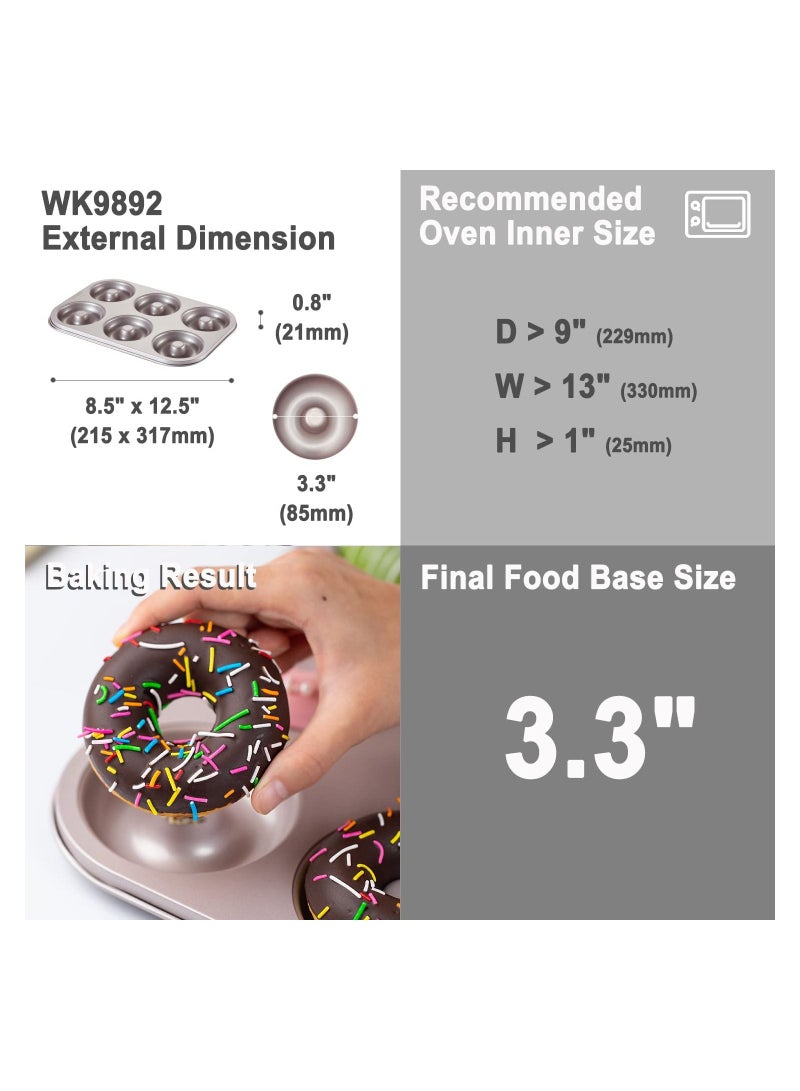 chefmade Donut Mold Cake Pan 6 Cavity Non Stick Ring Doughnut Bakeware - Image 2