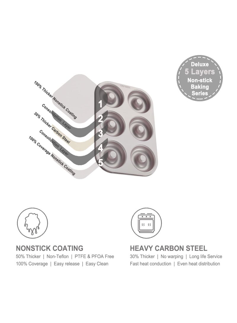 chefmade Donut Mold Cake Pan 6 Cavity Non Stick Ring Doughnut Bakeware - Image 3