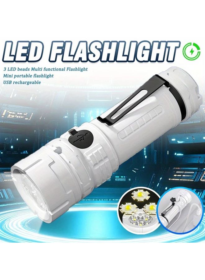 مصباح يدوي محمول بقابس USB قابل لإعادة الشحن، 5 أوضاع، 3 مصابيح LED، مصنوع من الـABS المضغوط، مناسب للاستخدام في الهواء الطلق - Image 2