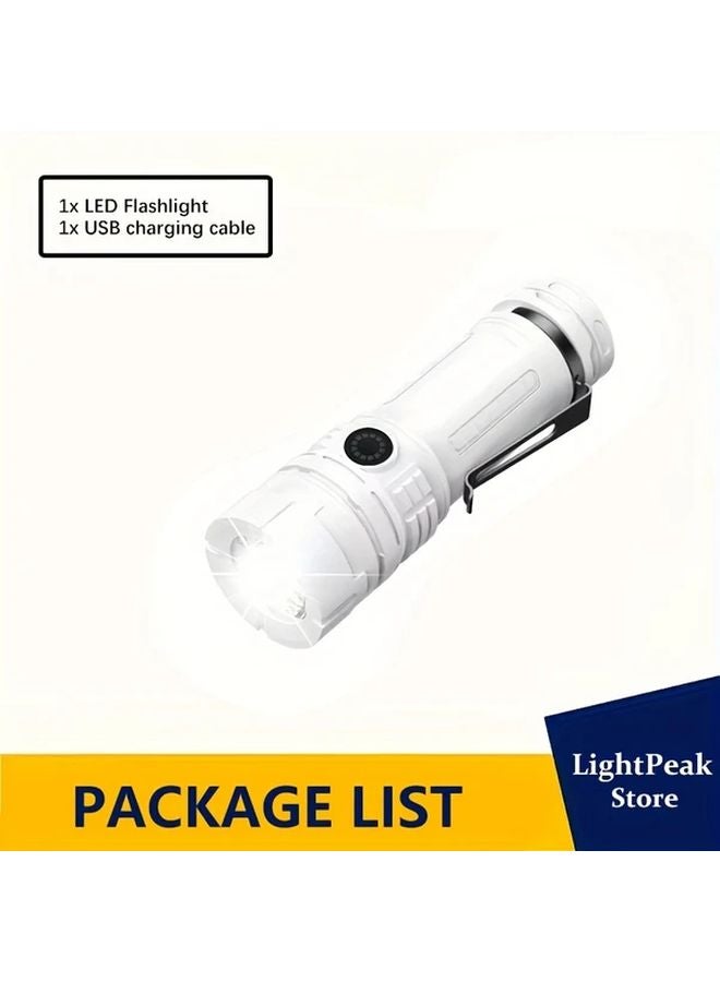 مصباح يدوي محمول بقابس USB قابل لإعادة الشحن، 5 أوضاع، 3 مصابيح LED، مصنوع من الـABS المضغوط، مناسب للاستخدام في الهواء الطلق - Image 1