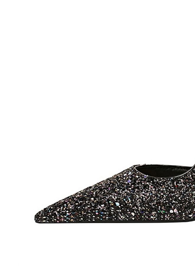 BIGTREE Pointed Side Cut-Out Shiny Sequin High Heels 7CM - Image 2