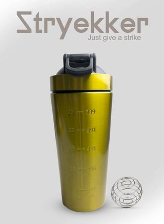 Stryekker Elite Gold Steel Shaker Bottle – For Bold, Stylish Gains