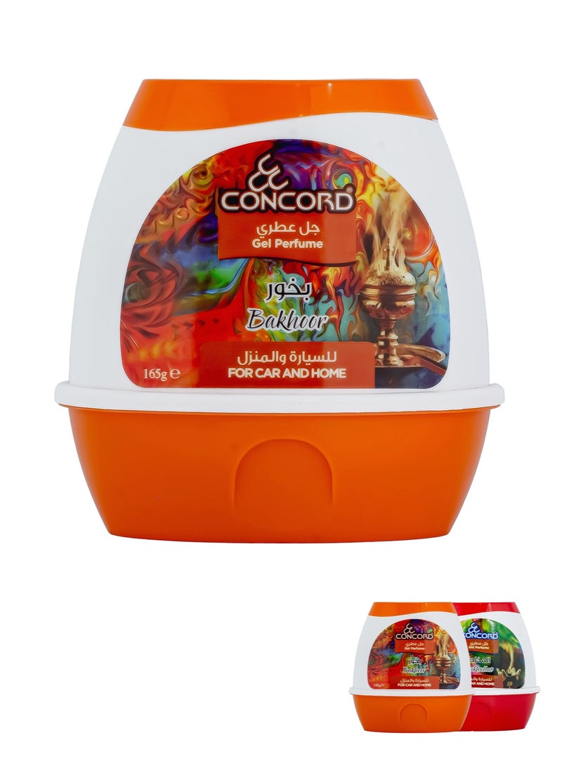 CONCORD- Gel Air Freshener, Bakhoor Fragrance for Car and Home | Multiple Usage Areas, Odor Eliminator, Last Up To 30 Days | Made in Malaysia, 165g | LIMITED TIME OFFER- Pack of 2 (One Fragrance as Shown + One with Random Fragrance) - Image 1