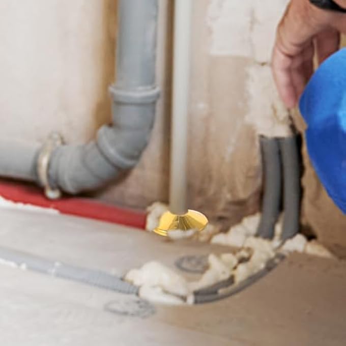 2 SETS HEATING PIPE COVER RADIATOR PIPE HOLE COLLAR WATER GUARD SLEEVE WITH COVER WATER PIPE PLATE DECORATIVE COVER FOR PIPE PLASTIC COVER FOR PIPES RADIATOR PIPE COVER GOLDEN PVC - Image 3