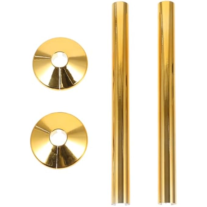 2 SETS HEATING PIPE COVER RADIATOR PIPE HOLE COLLAR WATER GUARD SLEEVE WITH COVER WATER PIPE PLATE DECORATIVE COVER FOR PIPE PLASTIC COVER FOR PIPES RADIATOR PIPE COVER GOLDEN PVC - Image 2