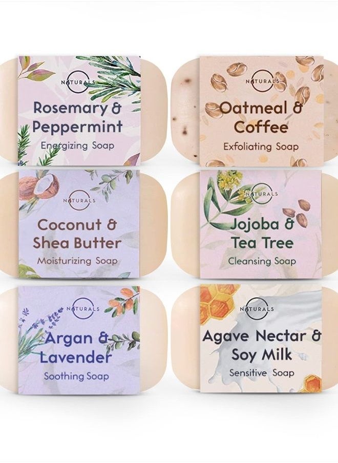 O Naturals 100% Natural Bar Soap - Assorted 6 PCS Soap Gift Set - Organic Ingredients & Essential Oils - Spa Gifts for Women & Men, Body Wash Soap Bar & Face Soap - Natural Soap - Mother's Day Gifts  - Image 1