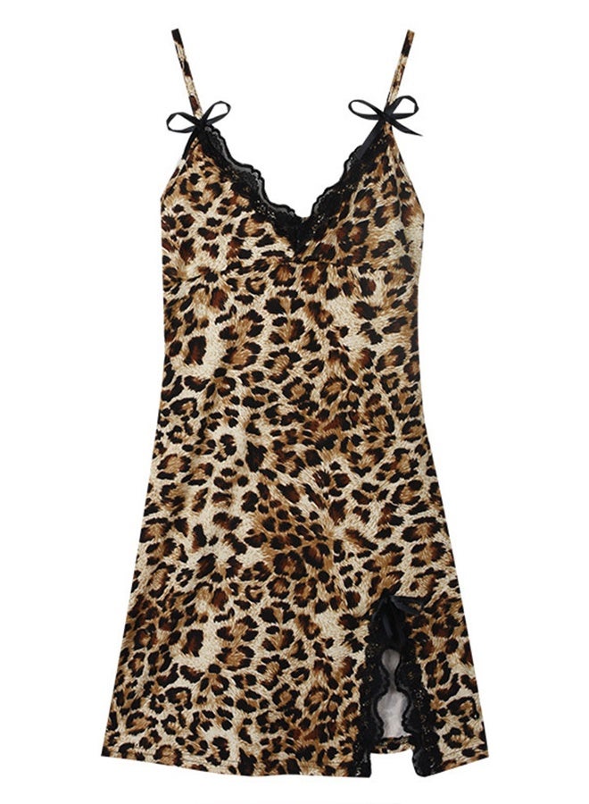 Leopard Print Mini Nightgown for Women M18 for 40KG-62.5KG - Image 1