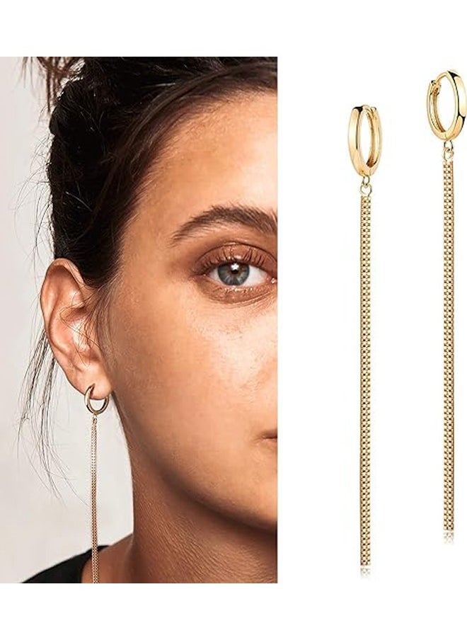 Mevecco Women Huggie Hoop Earrings Gold Ear Stud Cuff 14K Gold Filled Small Boho Beach Simple Delicate Handmade Hypoallergenic Jewelry Gift  - Image 3