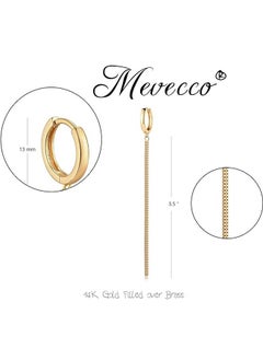 Mevecco Women Huggie Hoop Earrings Gold Ear Stud Cuff 14K Gold Filled Small Boho Beach Simple Delicate Handmade Hypoallergenic Jewelry Gift  - Image 4