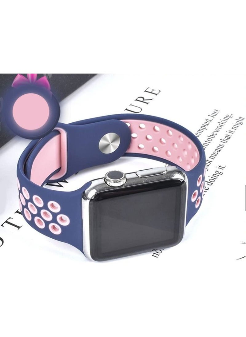 VITION - Sport Band Compatible with Apple Watch Band, Breathable Soft Silicone Replacement Wristband for iWatch Series 7/6/5/4/3/2/1/SE Nike+/Sports Edition 41mm/40mm/38mm blue pink - Image 1