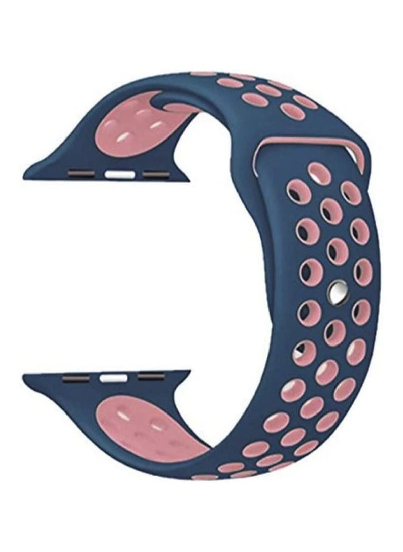 VITION - Sport Band Compatible with Apple Watch Band, Breathable Soft Silicone Replacement Wristband for iWatch Series 7/6/5/4/3/2/1/SE Nike+/Sports Edition 41mm/40mm/38mm blue pink - Image 1