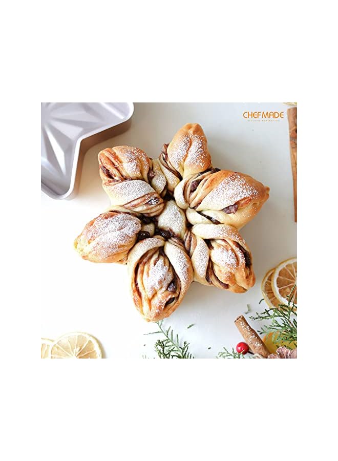 صينية كيك على شكل نجمة، سطح ماسي غير لاصق مقاس 8 بوصة، أدوات خبز ولحم للفرن والخبز الفوري (ذهبي شامبانيا) - Image 2