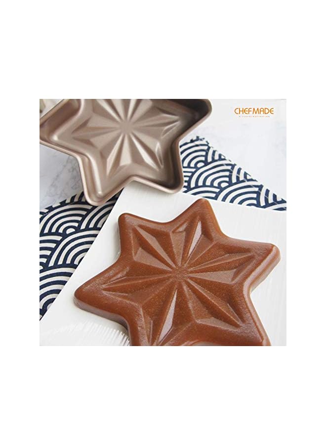 صينية كيك على شكل نجمة، سطح ماسي غير لاصق مقاس 8 بوصة، أدوات خبز ولحم للفرن والخبز الفوري (ذهبي شامبانيا) - Image 5