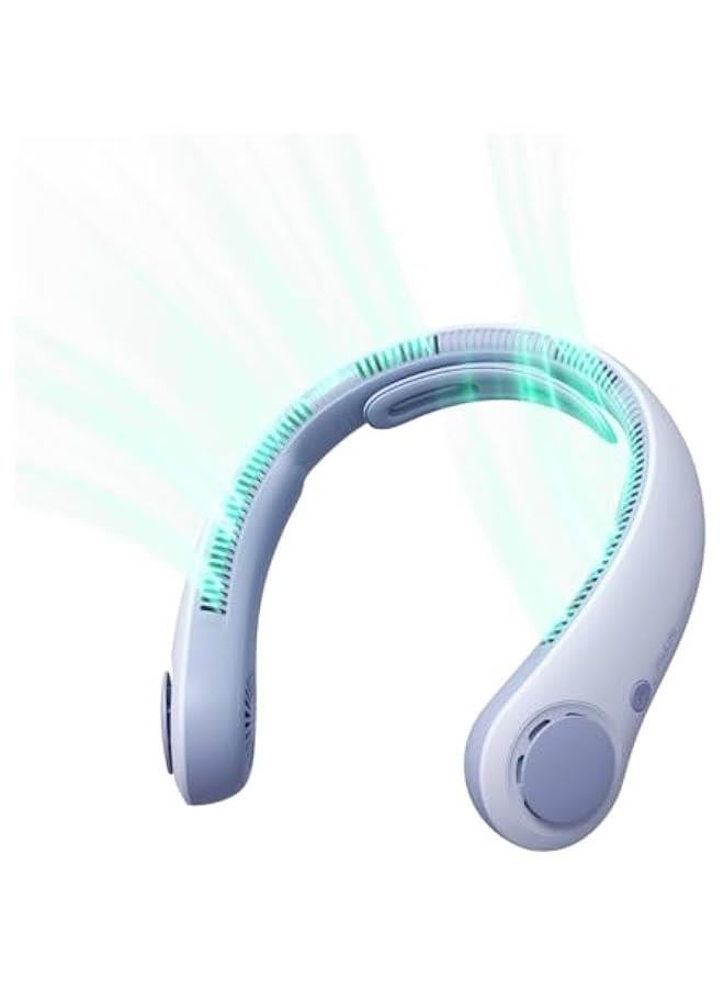 إسكدنيا Portable Neck Fan Upgraded, Neckbrace Personal Hands Free, 5 Speed Gears Adjustment, 5000 mAh Wearable Bladeless Quiet Rechargeable for Outdoor Indoor, Gifts for Women Men- Sunny Blue - Image 1