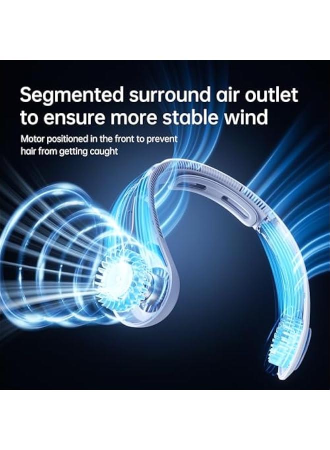 إسكدنيا Portable Neck Fan Upgraded, Neckbrace Personal Hands Free, 5 Speed Gears Adjustment, 5000 mAh Wearable Bladeless Quiet Rechargeable for Outdoor Indoor, Gifts for Women Men- Sunny Blue - Image 3