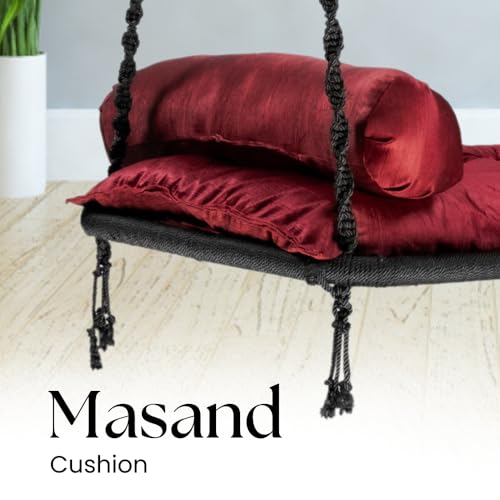 SWINGZY Premium Pine Double Seater Swing with Masand Cushion/Double Seater Swing for Indoor & Outdoor/Polyster Swing Chair for Adult/Hammock Chair for Garden/Jhula/Swing Chair for Home (Black) - Image 4