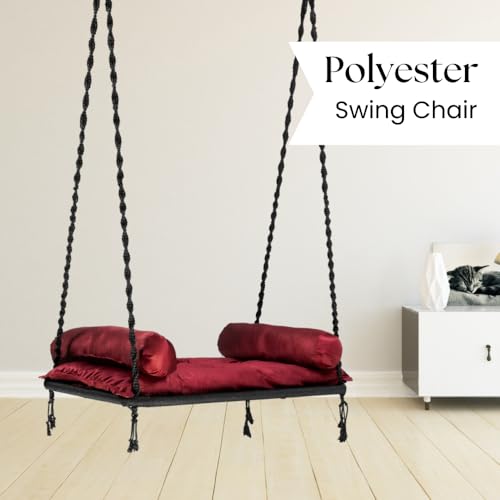 SWINGZY Premium Pine Double Seater Swing with Masand Cushion/Double Seater Swing for Indoor & Outdoor/Polyster Swing Chair for Adult/Hammock Chair for Garden/Jhula/Swing Chair for Home (Black) - Image 3