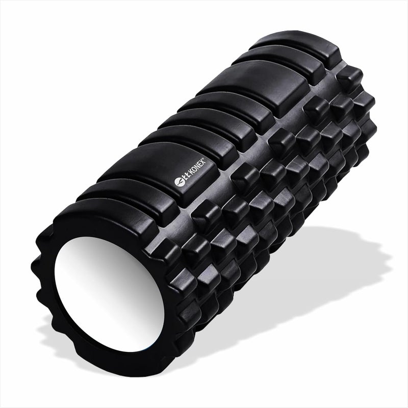 KONEX Foam Roller for Men & Women | Deep Tissue Massager for Pain Relief & Muscle Recovery | Ideal for Yoga, Gym, Stretching & Full Body Relaxation - 33 cm (Black) - Image 1