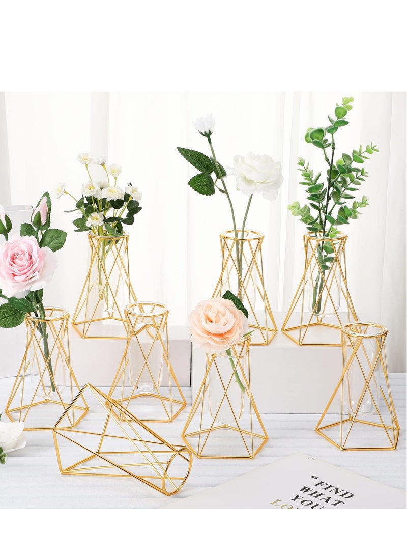 8 Set Gold Metal Geometric Vase, Gold Glass Vase for Centerpieces, Desk Decor Geometric Small Vase with Clear Glass Test Tube, Plant Propagation Station with Metal Stand (6.3 Inch) - pzsku/Z55ACF1B13AD07EB17308Z/45/_/1695632365/4ac0993e-9ae4-485d-a75b-4d30304b4ee1