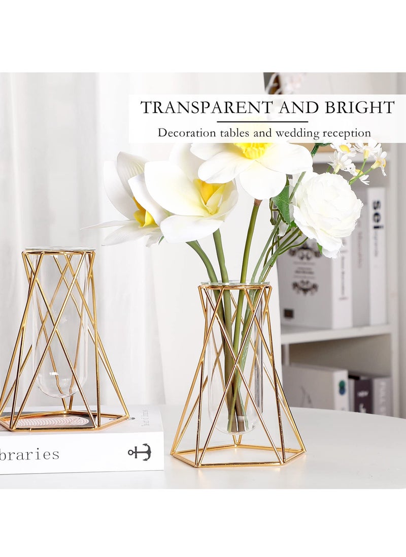 8 Set Gold Metal Geometric Vase, Gold Glass Vase for Centerpieces, Desk Decor Geometric Small Vase with Clear Glass Test Tube, Plant Propagation Station with Metal Stand (6.3 Inch) - pzsku/Z55ACF1B13AD07EB17308Z/45/_/1695632366/d9f8ed8c-8e1e-4eab-b363-9e71c072d514