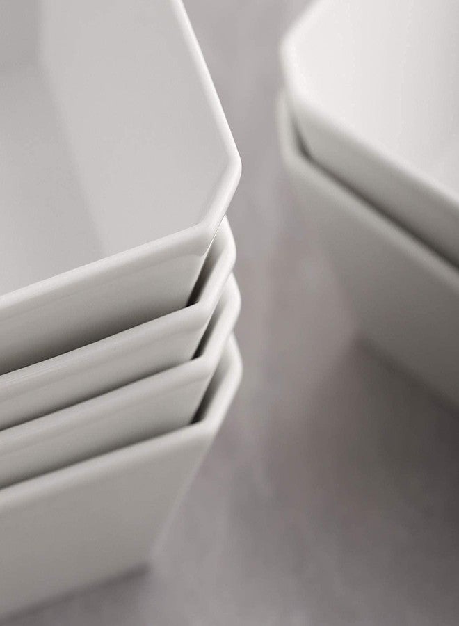 Samsle Porcelain Cereal Bowls, 16 oz Square Serving Bowls Set, 5 Inch White Ceramic Bowls for Salad, Soup, Snack, Dessert and Marmalade, Dishwasher & Microwave Safe, Set of 6 - Image 5