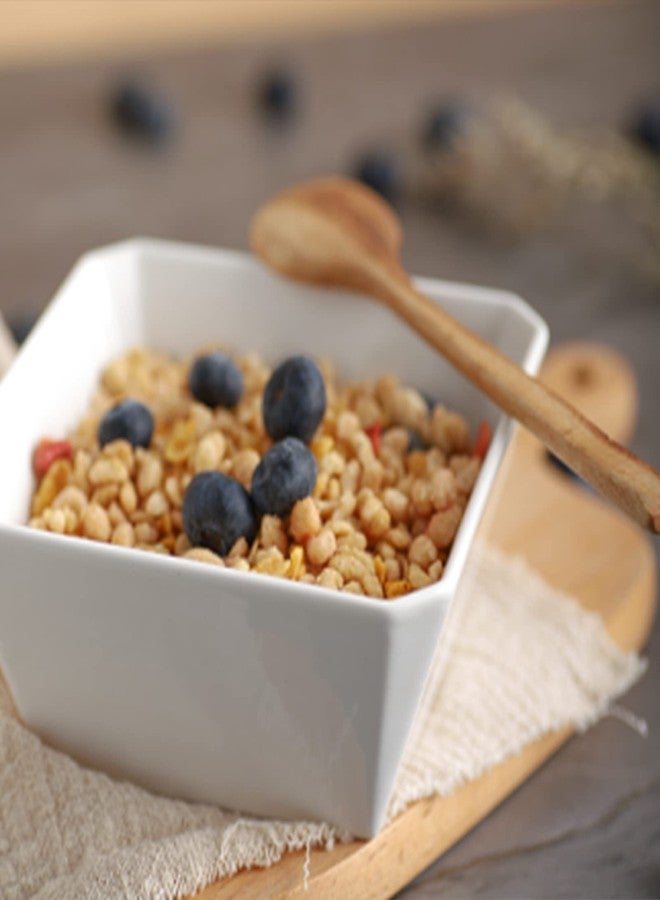 Samsle Porcelain Cereal Bowls, 16 oz Square Serving Bowls Set, 5 Inch White Ceramic Bowls for Salad, Soup, Snack, Dessert and Marmalade, Dishwasher & Microwave Safe, Set of 6 - Image 2