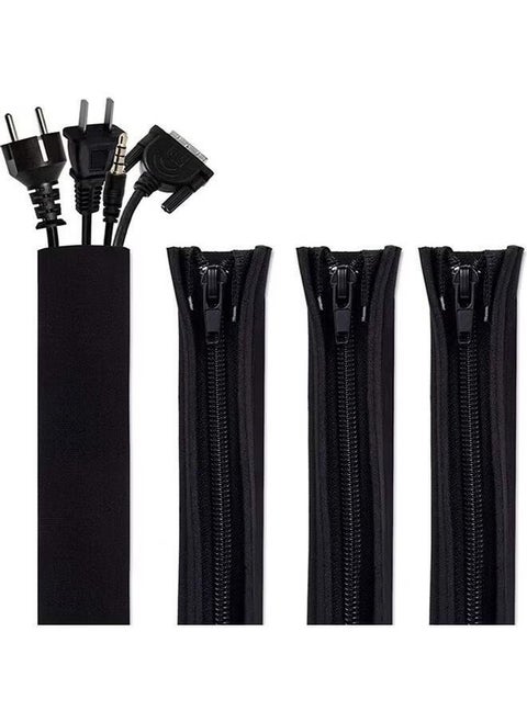 4 Pack 0.5M Black Braided Cable Sleeves, TV Table Wire Management Sleeve Covers, Computer Cable Sleeves with Flame Retardant Wire Organizer and Protector