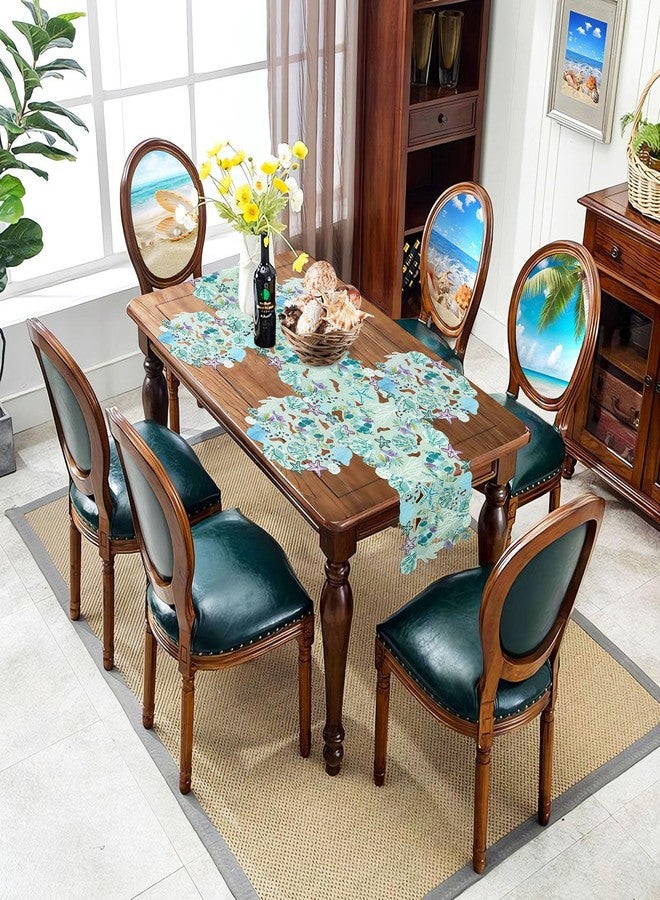Simhomsen Decorative Embroidered Ocean, Sea Life, Coastal or Beach Themed Table Runner, Seashells and Starfish Print (14 × 34 inches) - Image 5