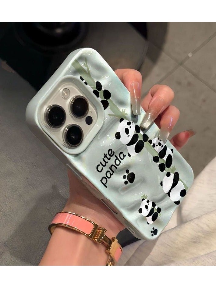 NIBEMINENT Meteorite Pattern Panda Bamboo Protective TPU Case Cover For IPhone 14 Pro Max, Blue