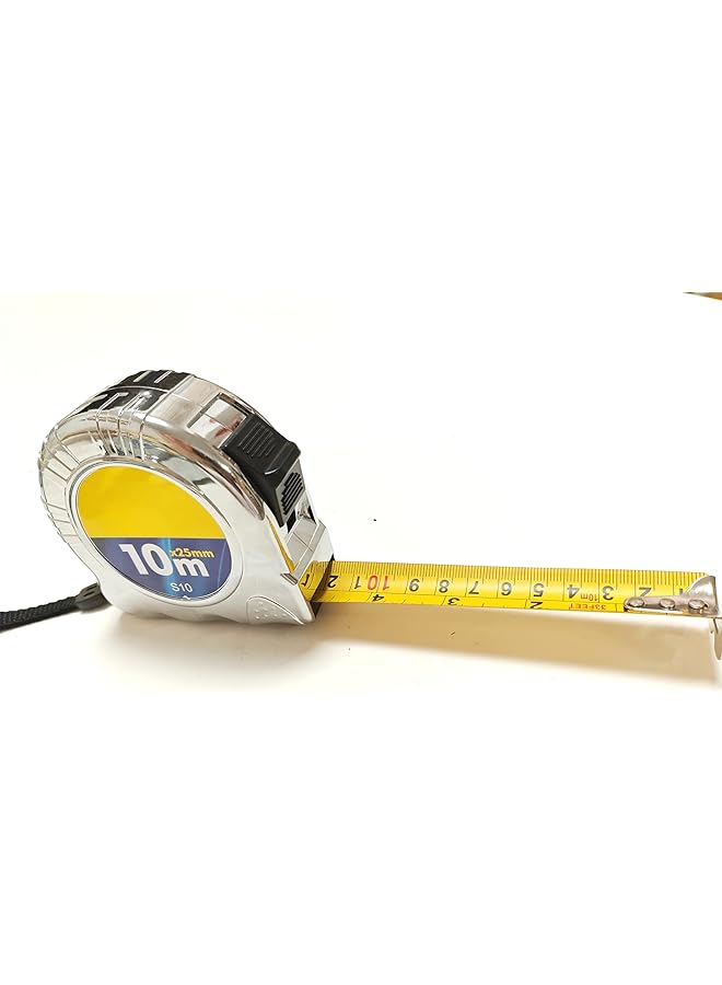 PROMASS promass Tape Measure 5m/7.5m/10m Chrome-Plated ABS,Heavy-Duty, Multi-Purpose Measuring Tape with Clear Fraction Markings, Non-Slip Grip, Auto-Lock & Manual Override for Construction, Engineerin (10m)  - Image 1