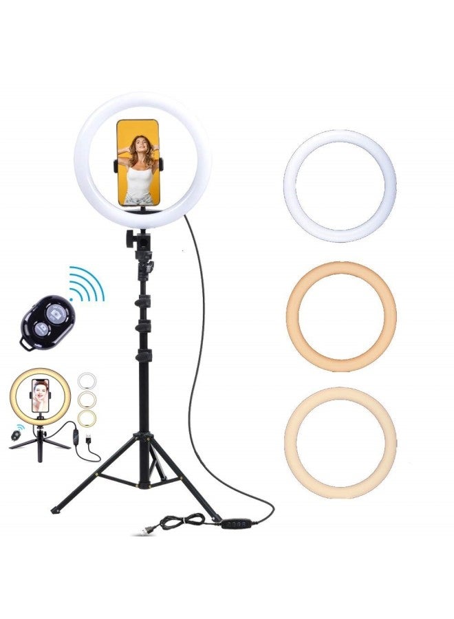 general 12-inch Selfie Beauty Light Desktop Floor Ring Light 10-inch 26cm Network Live Broadcast Fill For Women-Color:26cm Ring Lamp + Gimbal + Mobile Phone Hose Clamp +55cm Tripod + Bluetooth Remote Control  - Image 2