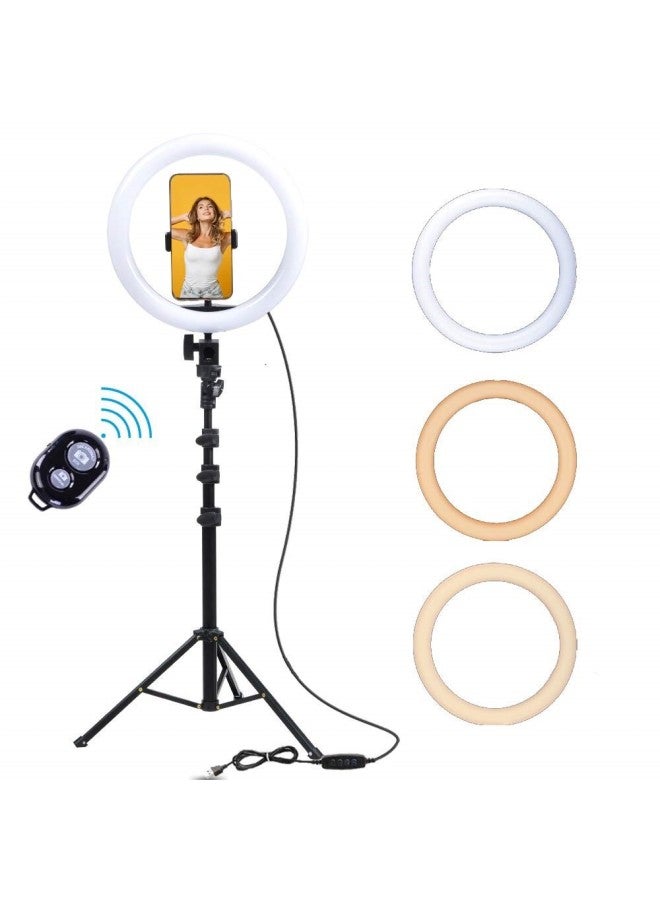 general 12-inch Selfie Beauty Light Desktop Floor Ring Light 10-inch 26cm Network Live Broadcast Fill For Women-Color:26cm Ring Lamp + Gimbal + Mobile Phone Hose Clamp +55cm Tripod + Bluetooth Remote Control  - Image 1