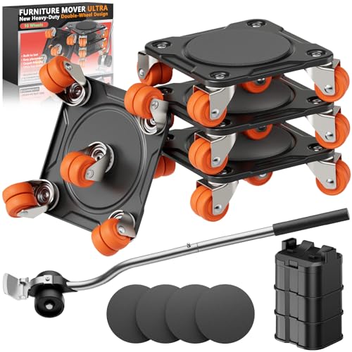 ONEON Heavy Duty Furniture Movers with Wheels Dolly with Auxiliary Lifter, All-New Upgraded Carbon Steel Panels & Dual-Wheeled Casters, Supports up to 2200 lbs (XL) - Image 1