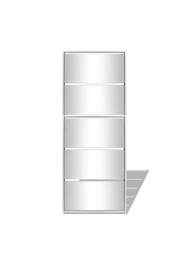 فيداكسل خزانة الأحذية 5 طبقة مرآة بيضاء 63x17x169.5 سم  - Image 2