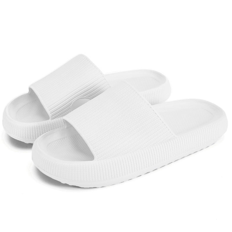 rosyclo Cloud Slippers for Women and Men, Pillow Massage Shower Bathroom Non-Slip Pillow Super Soft Comfy Thick Sole Home House Cloud Cushion Slide Sandals for Indoor & Outdoor Shoes, White - Image 1