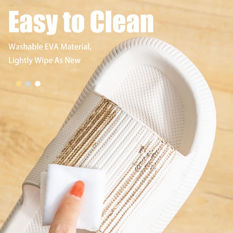 rosyclo Cloud Slippers for Women and Men, Pillow Massage Shower Bathroom Non-Slip Pillow Super Soft Comfy Thick Sole Home House Cloud Cushion Slide Sandals for Indoor & Outdoor Shoes, White - Image 4