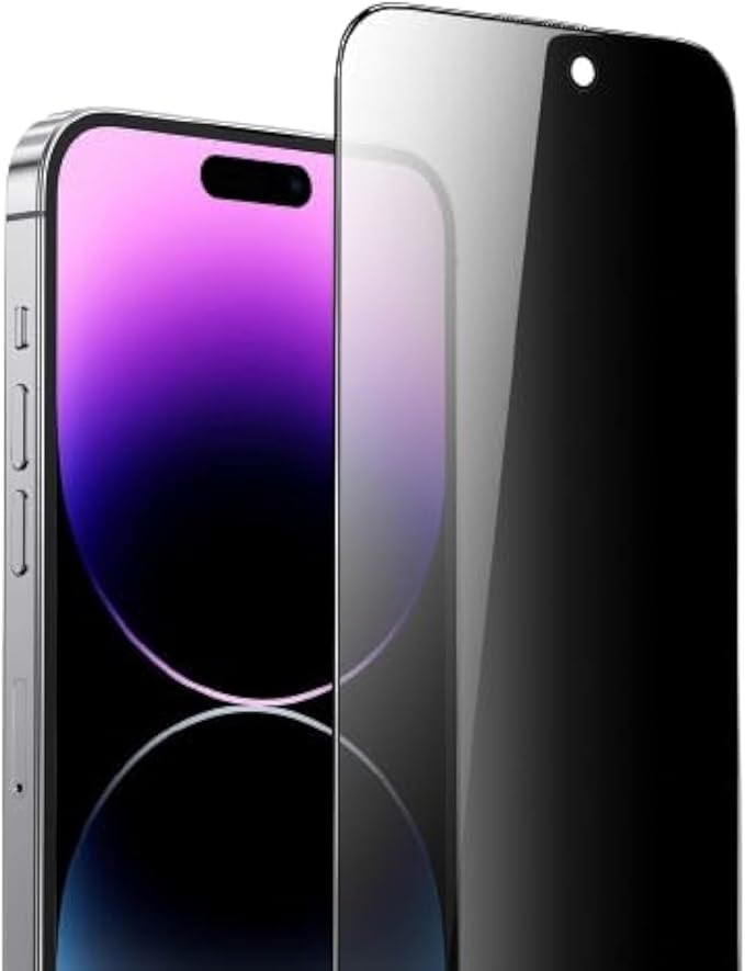 واقي شاشة  لهاتف آيفون 15، مصنوع من الزجاج المقوى، مقاوم للخدش بدرجة صلابة ، يغطي كامل الشاشة من الحافة إلى الحافة (آيفون 15، شفاف).