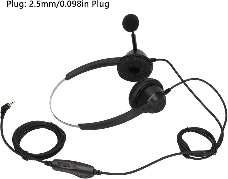 2.5mm Binaural Telephone Headset, Wired Noise Cancelling Call Center Earphone with Mic Mute and Volume Control for Business Customer Service Office Use - Image 5