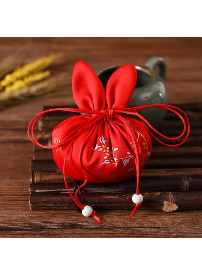 Red Rabbit Embroidered Fluffy Sachet Traditional Chinese Court Style Aromatherapy Bag - Image 2