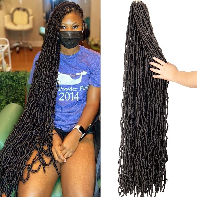44 Inch New Faux Locs Crochet Hair 130gPack and 6 Packslot Extremely Long Goddess Soft Locs Hair PreLooped Synthetic Fiber Soft Locs Braiding Hair for Female 4 44 Inch 6Packs